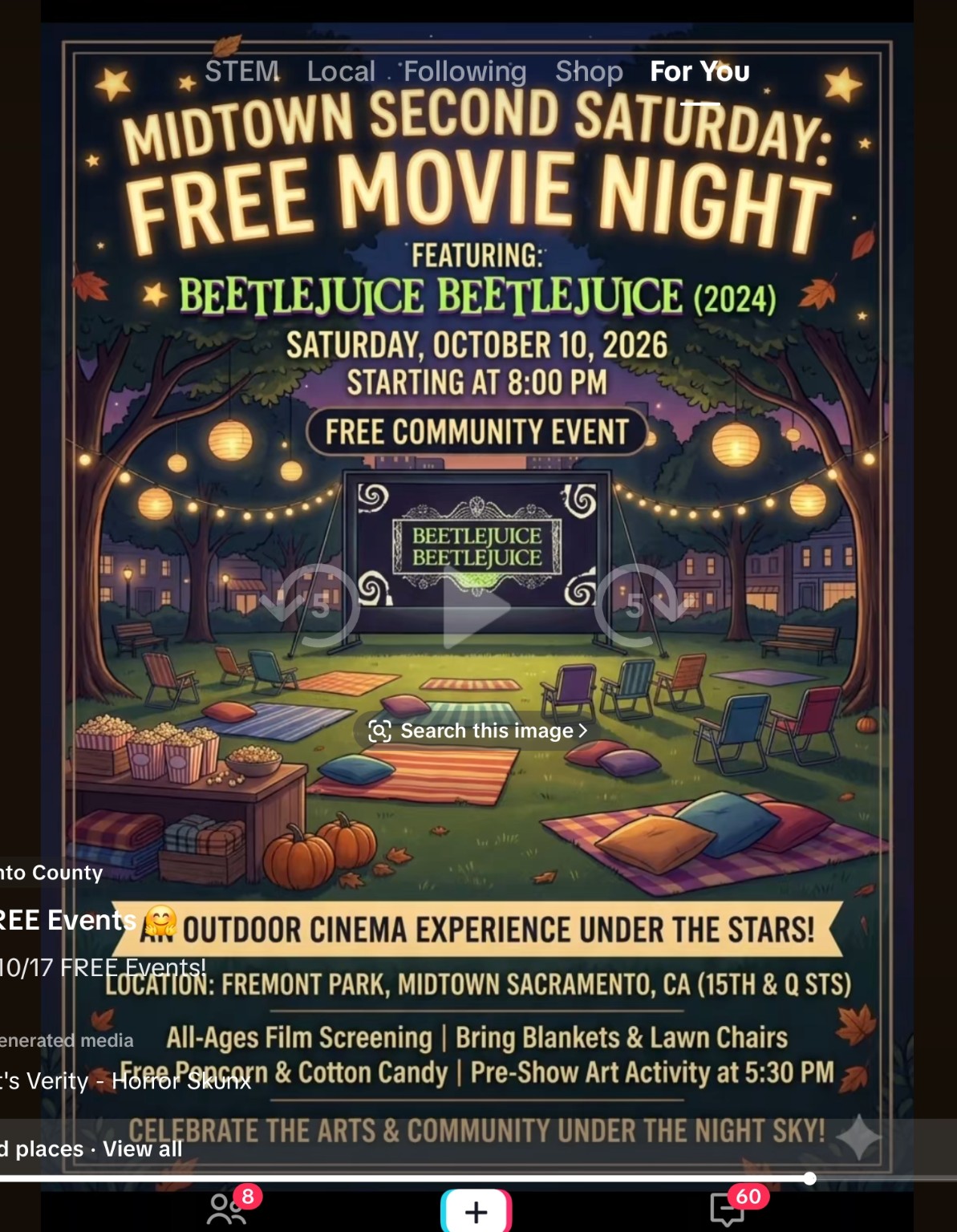 Midtown Second Saturday Free Movie Night supplied flyer