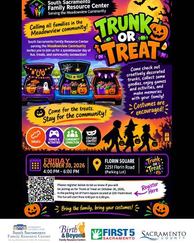Trunk or Treat supplied flyer with complete printed details